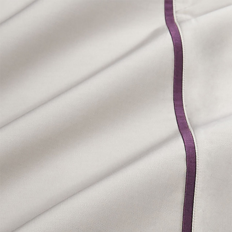 Комплект постельного белья GEORGE 400 tc серый с фиолетовым кантом