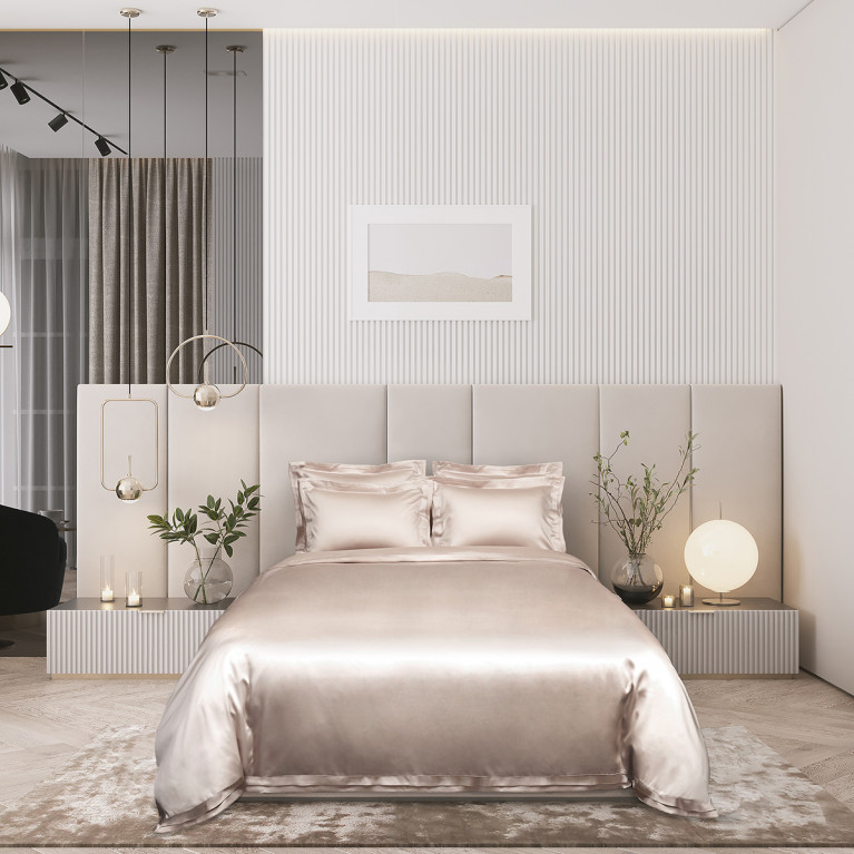 Комплект постельного белья LILI  300 tc из тенселя нежно пудровый