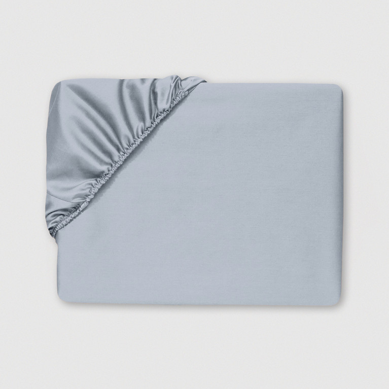 Простынь на резинке 400 tc серая стальная