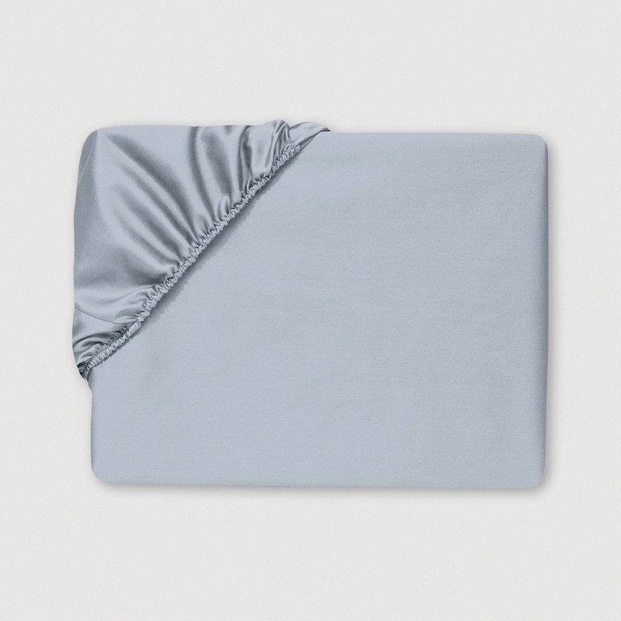 Простынь на резинке 400 tc серая стальная