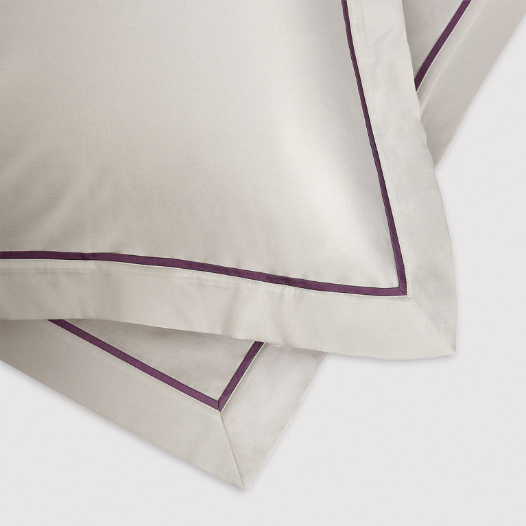 Комплект постельного белья GEORGE 400 tc серый с фиолетовым кантом