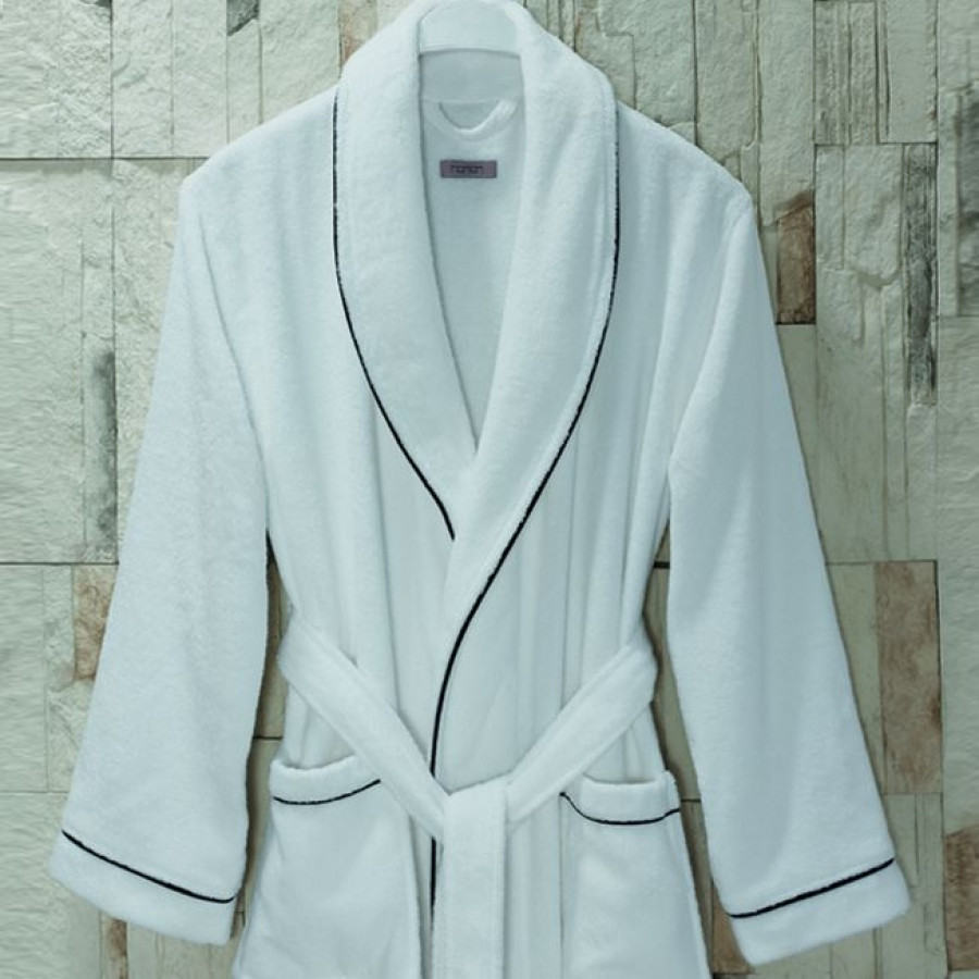 Glam bathrobe халат из хлопка (белый/серый)