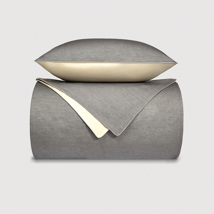 Комплект постельного белья LOT BECOLOR 600 tc темно-серый меланж/жемчужный