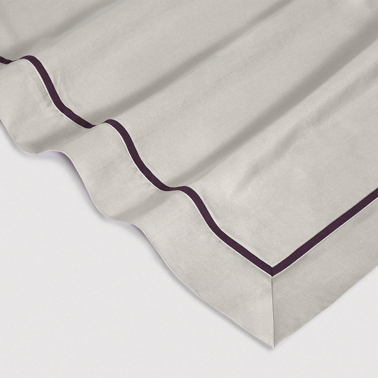 Комплект постельного белья GEORGE 400 tc серый с фиолетовым кантом