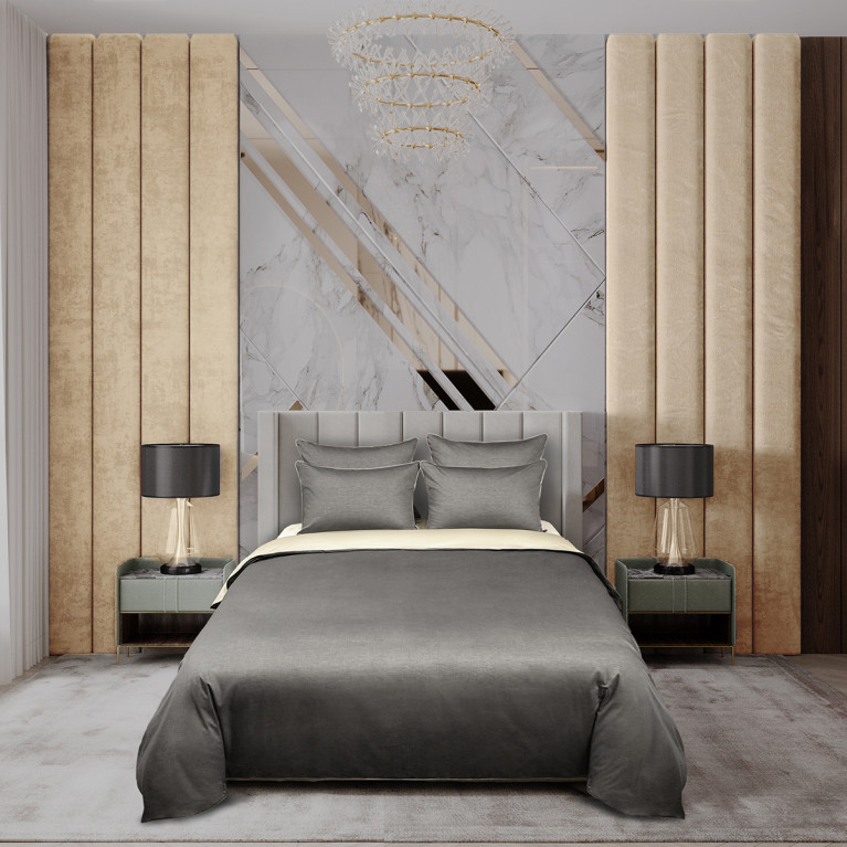 Комплект постельного белья LOT BECOLOR 600 tc темно-серый меланж/жемчужный