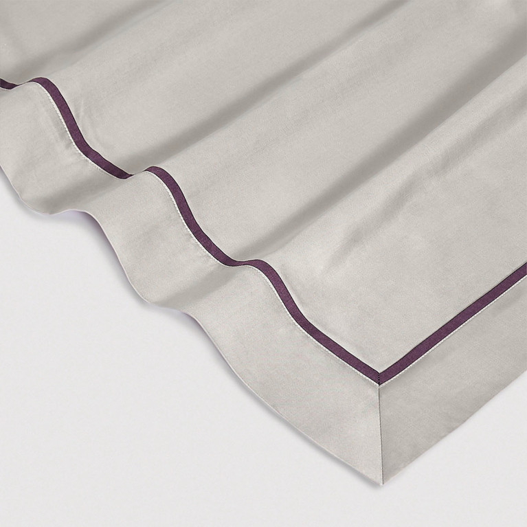 Комплект постельного белья GEORGE 400 tc серый с фиолетовым кантом